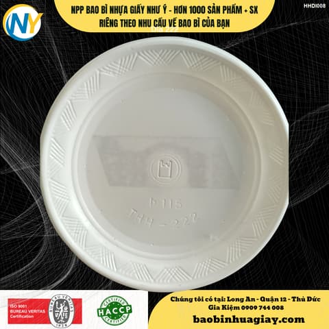 Dĩa tròn nhựa PS trắng đục đường kính 11.5cm (THH) (222) (5.000 cái/bao) | TÔ-CHÉN-DĨA-KHAY NHỰA XỐP - DĨA BÁNH KEM | Mã HHDI008_01 | Tổng kho phân phối đồ dùng 1 lần 1lan.vn