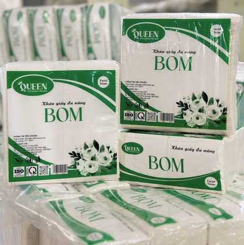 Khăn giấy rút quán ăn 2 lớp BOM (xanh) (320g/gói - 10 gói/bao) | KHĂN GIẤY - KHĂN ĂN - GIẤY VỆ SINH - GIẤY RÚT | Mã HHKG021_01 | Tổng kho phân phối đồ dùng 1 lần 1lan.vn