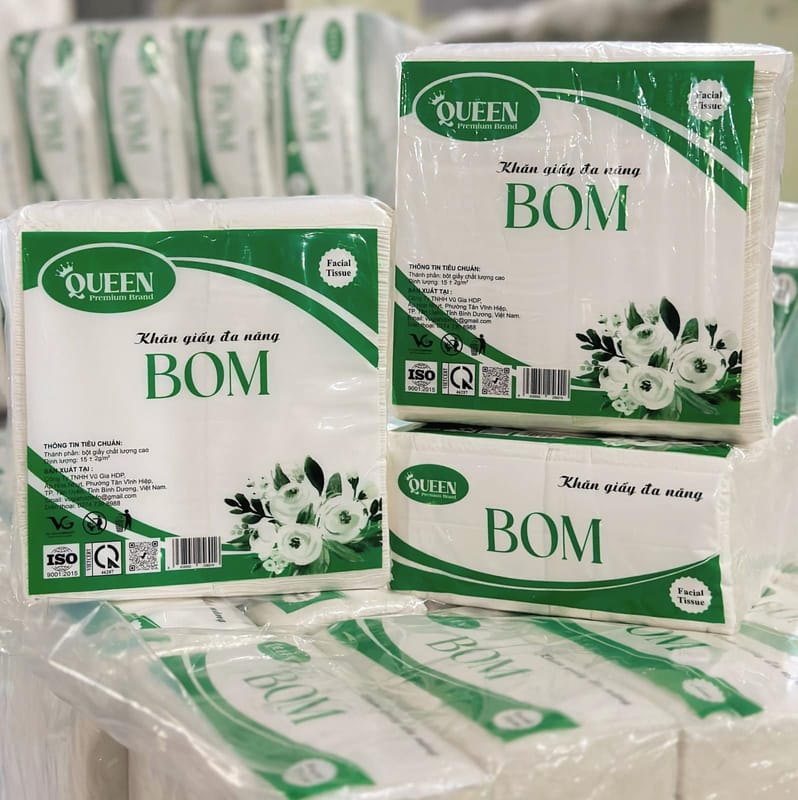 Khăn giấy rút quán ăn 2 lớp BOM (xanh) (320g/gói - 10 gói/bao) | KHĂN GIẤY - KHĂN ĂN - GIẤY VỆ SINH - GIẤY RÚT | Mã HHKG021_01