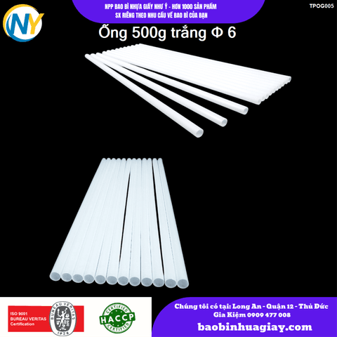 Ống 500g trắng phi D6 | ỐNG HÚT - ỐNG THẲNG/CONG/NHỌN - BỌC MÀNG BOPP | Mã TPOG005 | Tổng kho phân phối đồ dùng 1 lần 1lan.vn