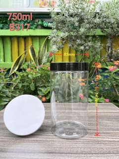 Hũ nhựa cao cấp 750ml Cao - Nắp phi 83 (Nắp riêng: Nắp Đen/ Nắp PP Trong) (24 hũ/lốc - 240 hũ/kiện) - ảnh 1