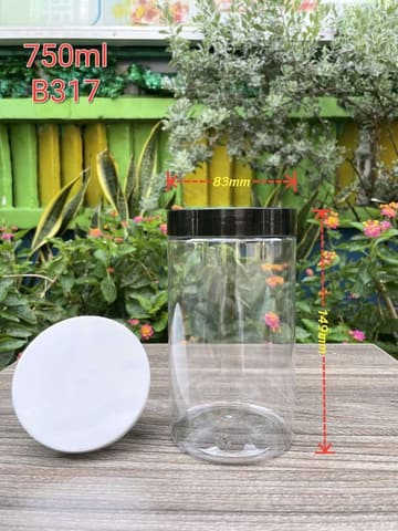 Hũ nhựa cao cấp 750ml Cao - Nắp phi 83 (Nắp riêng: Nắp Đen/ Nắp PP Trong) (24 hũ/lốc - 240 hũ/kiện) | HŨ NHỰA - CHAI NHỰA | Mã HHHU004_10 | Tổng kho phân phối đồ dùng 1 lần 1lan.vn