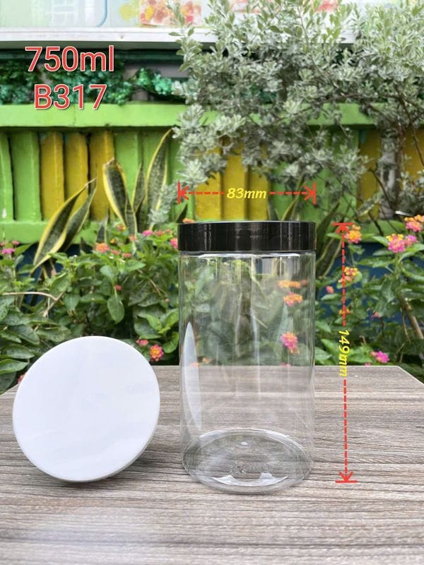 Hũ nhựa cao cấp 750ml Cao - Nắp phi 83 (Nắp riêng: Nắp Đen/ Nắp PP Trong) (24 hũ/lốc - 240 hũ/kiện) | HŨ NHỰA - CHAI NHỰA | Mã HHHU004_10