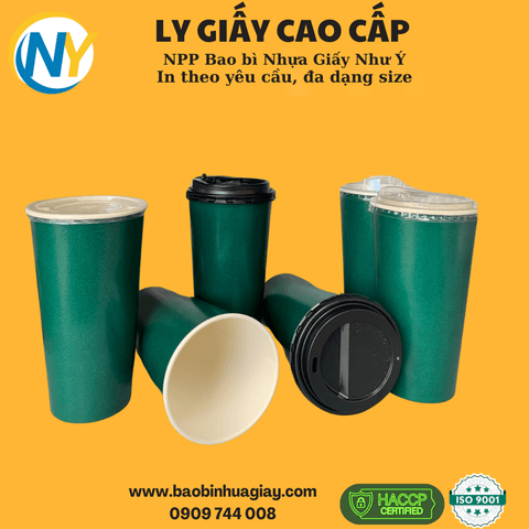 Ly giấy D90 - 20oz (In 1 màu) - Full nền (xanh lá đậm)(BL) | LY GIẤY | Mã TPCP002_03_01_34 | Tổng kho phân phối đồ dùng 1 lần 1lan.vn