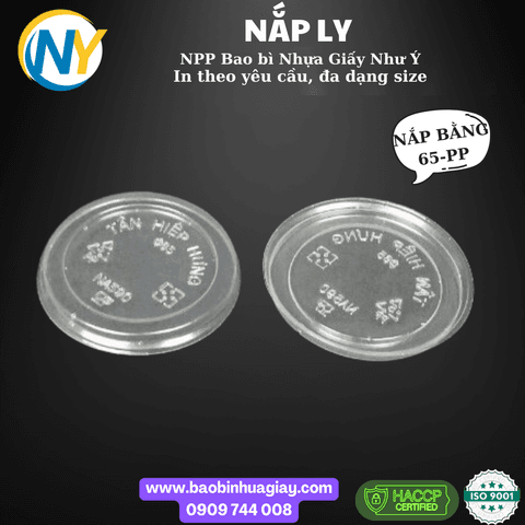 Nắp bằng PP đường kính D65 (THH 590) (50 cái/lốc - 3.000 cái/bao) | NẮP LY/TÔ - NẮP BẰNG -  NẮP CẦU - NẮP TRỰC TIẾP - NẮP TIM | Mã HHNL014_01 | Tổng kho phân phối đồ dùng 1 lần 1lan.vn
