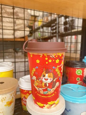 Ly giấy in sẵn D90-16oz - TẾT (16oz-1- PHÚC LỘC THỌ) (PT) (1.000 cái/thùng) | LY GIẤY | Mã HHLG007_08 | Tổng kho phân phối đồ dùng 1 lần 1lan.vn