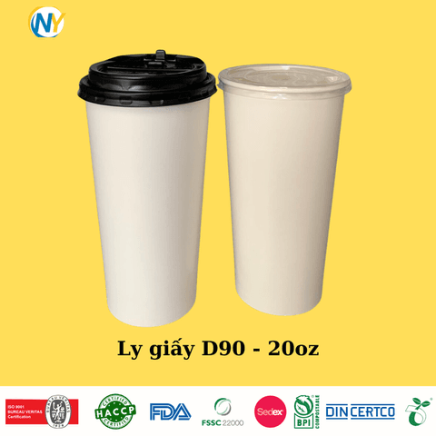 Ly giấy D90 - 20oz (2PE) (mỏng) (BL) - (500 cái/thùng)(thùng trơn) | LY GIẤY | Mã TPCP002_01_03 | Tổng kho phân phối đồ dùng 1 lần 1lan.vn