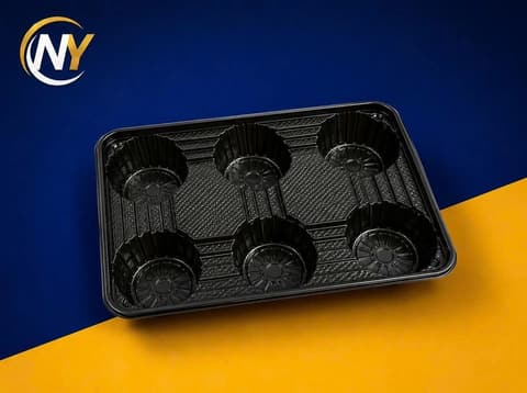 Khay GL6 - Khay đựng 6 ly - ĐEN (PS) (50 cái/lốc - 500 cái/bao) (THH)(1017) | KHAY NHỰA - KHAY LY - GIẤY CHỐNG TRÀN - TÚI ĐỰNG LY - TÚI T | Mã HHKY270_02_03 | Tổng kho phân phối đồ dùng 1 lần 1lan.vn