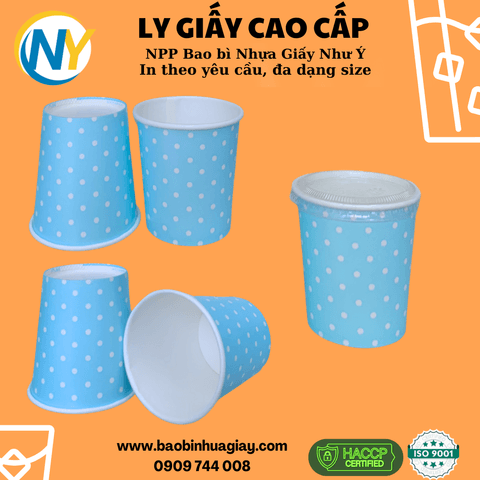 Ly giấy D61 - 4oz (mỏng) - 2PE (in 1 màu) - Chấm Bi (xanh dương)(BL) | LY GIẤY | Mã TPCP016_03_01_03 | Tổng kho phân phối đồ dùng 1 lần 1lan.vn