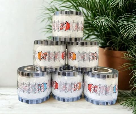 Cuộn màng ép ly 1 lít - In sẵn nhiều mẫu (Thank you /Good Morning/Nice...) (12 cuộn/thùng) (1.7kg/cuộn) | CUỘN MÀNG ÉP LY | Mã HHPE009_01 | Tổng kho phân phối đồ dùng 1 lần 1lan.vn