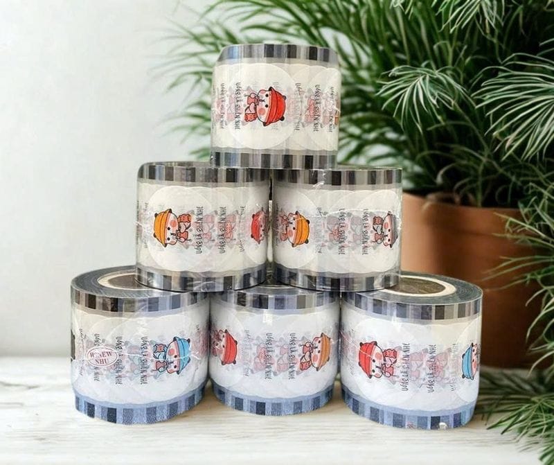 Cuộn màng ép ly 1 lít - In sẵn nhiều mẫu (Thank you /Good Morning/Nice...) (12 cuộn/thùng) (1.7kg/cuộn) | CUỘN MÀNG ÉP LY | Mã HHPE009_01