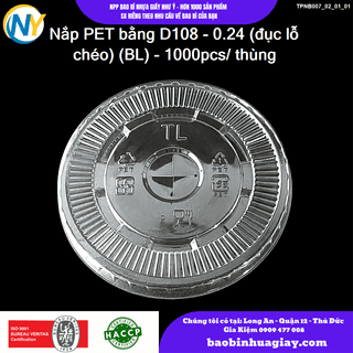 Nắp PET bằng D108 - 0.24 (đục lỗ chéo) (BL) - 1000pcs/ thùng - ảnh 2