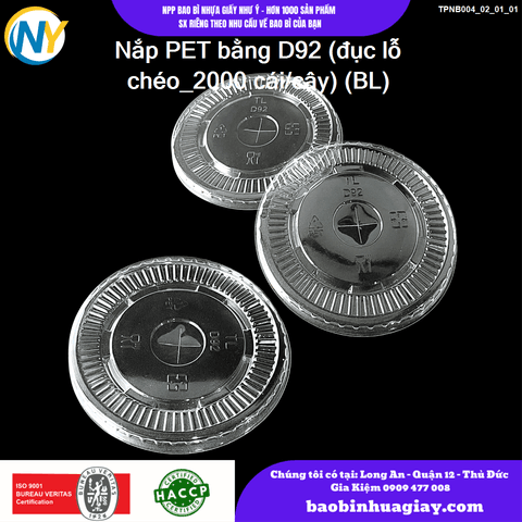 Nắp PET bằng D92 (đục lỗ chéo_2000 cái/cây) (BL) | NẮP LY/TÔ - NẮP BẰNG -  NẮP CẦU - NẮP TRỰC TIẾP - NẮP TIM | Mã TPNB004_02_01_01 | Tổng kho phân phối đồ dùng 1 lần 1lan.vn