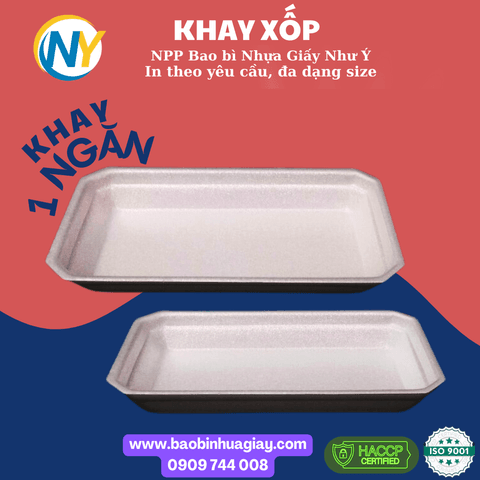 Khay xốp K009 (100 cái/ lốc - 1.000 cái/ bao)(TK) | KHAY XỐP | Mã HHKY021 | Tổng kho phân phối đồ dùng 1 lần 1lan.vn