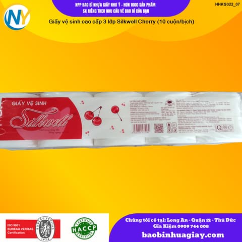 Giấy vệ sinh cao cấp 3 lớp Silkwell Cherry (10 cuộn/bịch) | KHĂN GIẤY - KHĂN ĂN - GIẤY VỆ SINH - GIẤY RÚT | Mã HHKG022_07 | Tổng kho phân phối đồ dùng 1 lần 1lan.vn