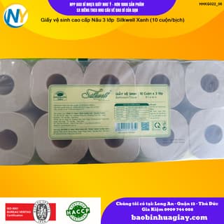 Giấy vệ sinh cao cấp Nâu 3 lớp  Silkwell Xanh (10 cuộn/bịch) - ảnh 1