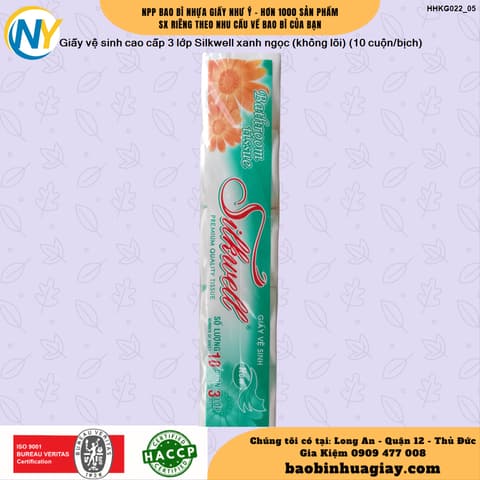 Giấy vệ sinh cao cấp 3 lớp Silkwell xanh ngọc (không lõi) (10 cuộn/bịch) | KHĂN GIẤY - KHĂN ĂN - GIẤY VỆ SINH - GIẤY RÚT | Mã HHKG022_05 | Tổng kho phân phối đồ dùng 1 lần 1lan.vn