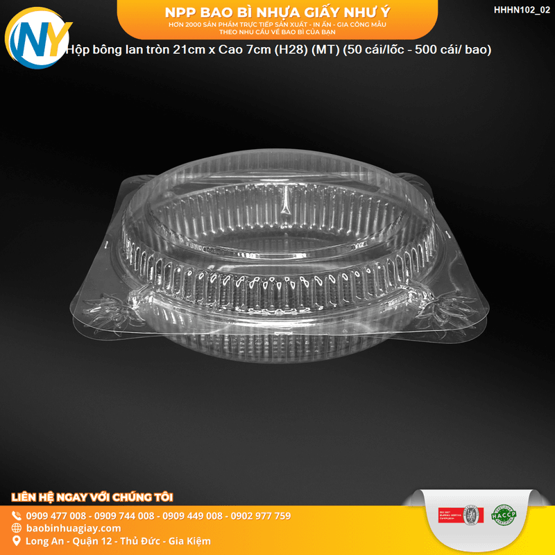 Hộp bông lan tròn 21cm x Cao 7cm (H28) (MT) (50 cái/lốc - 500 cái/ bao)