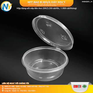 Hộp đựng sốt cao cấp (PP ép cứng) nắp liền 4oz (120ml) (SKZ) (50 cái/lốc, 1.000 cái/thùng) - ảnh 2