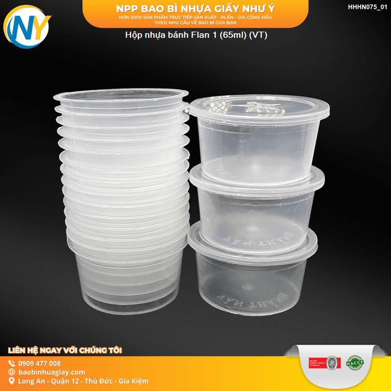 Hộp nhựa bánh Flan 1 (65ml) (VT) (50 cái/lốc - 1.000 cái/bao)