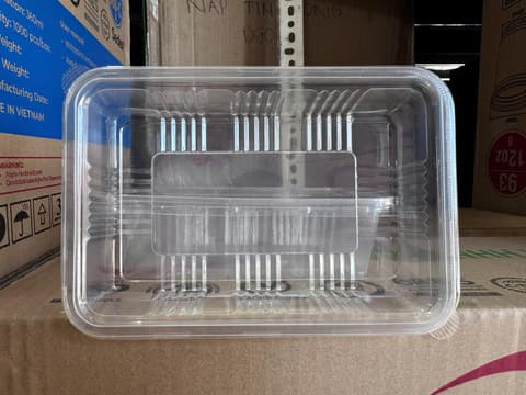 Hộp nhựa chữ nhật 600ML SỌC (1028) + NẮP PET (1044) (THH) (Thân 500 cái/thùng +  Nắp riêng 1.000 cái/thùng) ) (50 cái/lốc) | HỘP NHỰA VUÔNG | Mã HHHN154_02 | Tổng kho phân phối đồ dùng 1 lần 1lan.vn