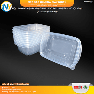 Hộp nhựa chữ nhật đa năng 750ML SỌC TO (10 bộ/lốc - 300 bộ/thùng) (TTK556) (PP trong) - ảnh 1
