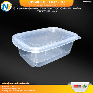 Hộp nhựa chữ nhật đa năng 750ML SỌC TO (10 bộ/lốc - 300 bộ/thùng) (TTK556) (PP trong) - ảnh 3