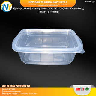 Hộp nhựa chữ nhật đa năng 750ML SỌC TO (10 bộ/lốc - 300 bộ/thùng) (TTK556) (PP trong) - ảnh 2