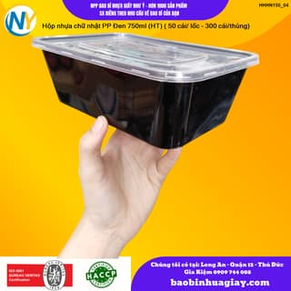 Hộp nhựa Microwave CN 750ml - Đen (HT) ( 50 cái/ lốc - 300 cái/thùng) - ảnh 4