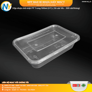 Hộp nhựa Microwave CN 500ml - Trong (HT) ( 50 cái/ lốc - 300 cái/thùng) - ảnh 2