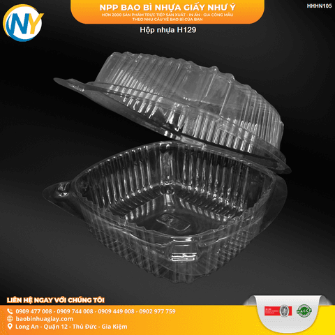 Hộp nhựa H129 | HỘP NHỰA TRONG ĐỰNG BÁNH - MỨT | Mã HHHN105 | Tổng kho phân phối đồ dùng 1 lần 1lan.vn