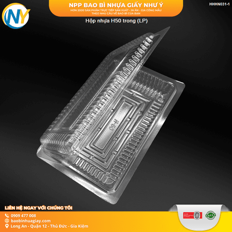 Hộp nhựa H50 - Trong (LP) (1.000 cái/bao) | HỘP NHỰA TRONG ĐỰNG BÁNH - MỨT | Mã HHHN031-1 | Tổng kho phân phối đồ dùng 1 lần 1lan.vn