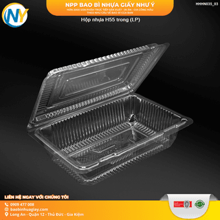 Hộp nhựa PET Trong H55 (Ngang 19cm x rộng 12cm x cao 4cm)  (L1) (LP) (1.000 cái/bao) - ảnh 2