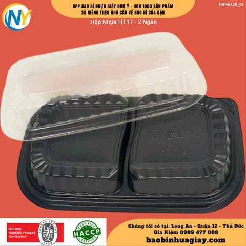 Hộp Nhựa HT17 - 2 Ngăn | HỘP NHỰA HT - HỘP CÓ NGĂN - KHÔNG NGĂN | Mã HHHN126_01 | Tổng kho phân phối đồ dùng 1 lần 1lan.vn