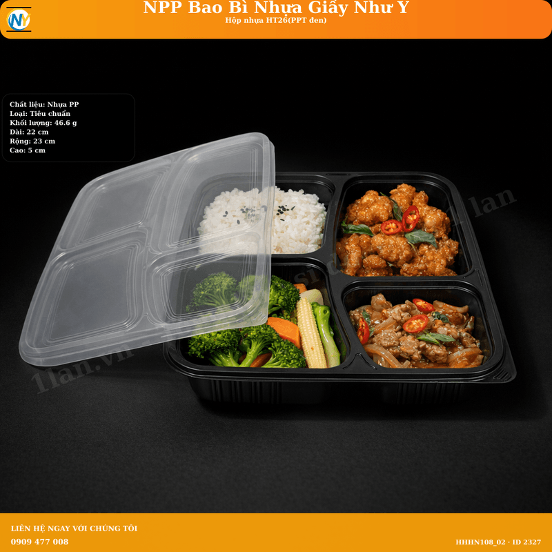 Hộp nhựa HT26(PPT đen) | HỘP NHỰA HT - HỘP CÓ NGĂN - KHÔNG NGĂN | Mã HHHN108_02