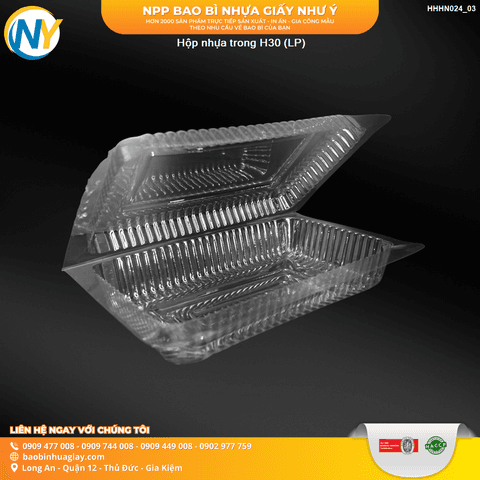 Hộp nhựa H30 -Trong (LP)(1.000 cái/bao) | HỘP NHỰA TRONG ĐỰNG BÁNH - MỨT | Mã HHHN024_03 | Tổng kho phân phối đồ dùng 1 lần 1lan.vn