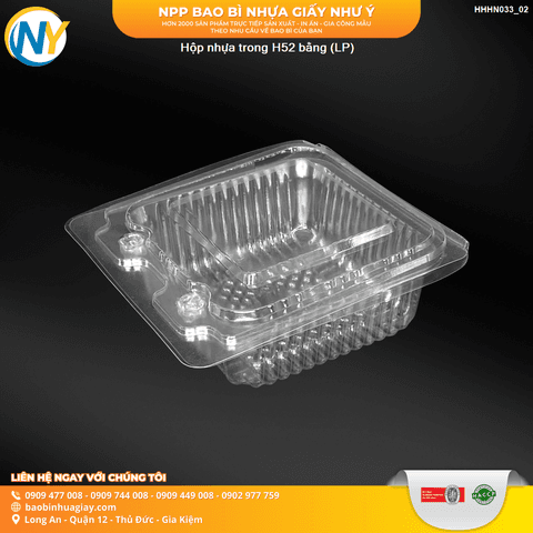 Hộp nhựa trong H52 bằng (LP) | HỘP NHỰA TRONG ĐỰNG BÁNH - MỨT | Mã HHHN033_02 | Tổng kho phân phối đồ dùng 1 lần 1lan.vn