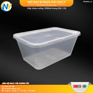 Hộp nhựa vuông 1000ml trong (Bộ L10) - ảnh 3