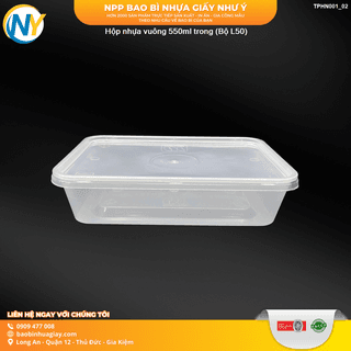 Hộp nhựa microwave vuông 550ml trong ( 50 bộ/lốc ) - ảnh 4