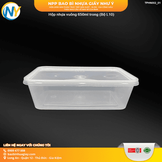 Hộp nhựa vuông microwave 650ml trong (Bộ L10) - ảnh 4