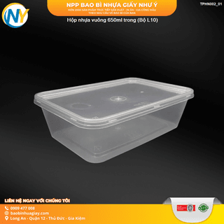 Hộp nhựa vuông microwave 650ml trong (Bộ L10) - ảnh 3