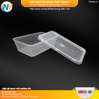 Hộp nhựa vuông microwave 650ml trong (Bộ L10) - ảnh 2