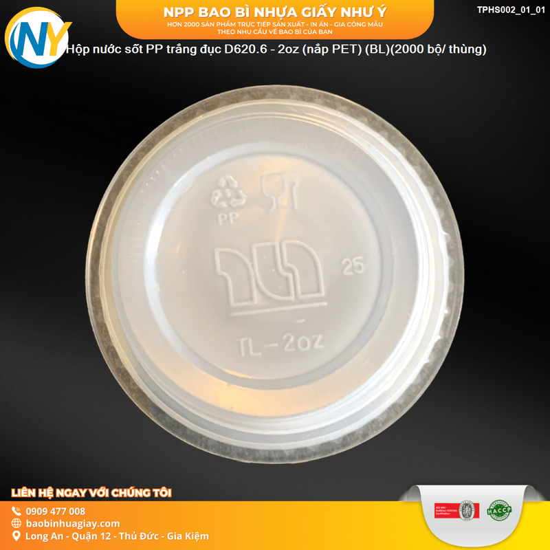 Hộp nước sốt PP trắng đục D620.6 - 2oz (nắp PET) (BL)(2000 bộ/ thùng) | HỘP SỐT - HŨ ĐỰNG TOPPING - HŨ TƯƠNG - CHÉN TƯƠNG | Mã TPHS002_01_01