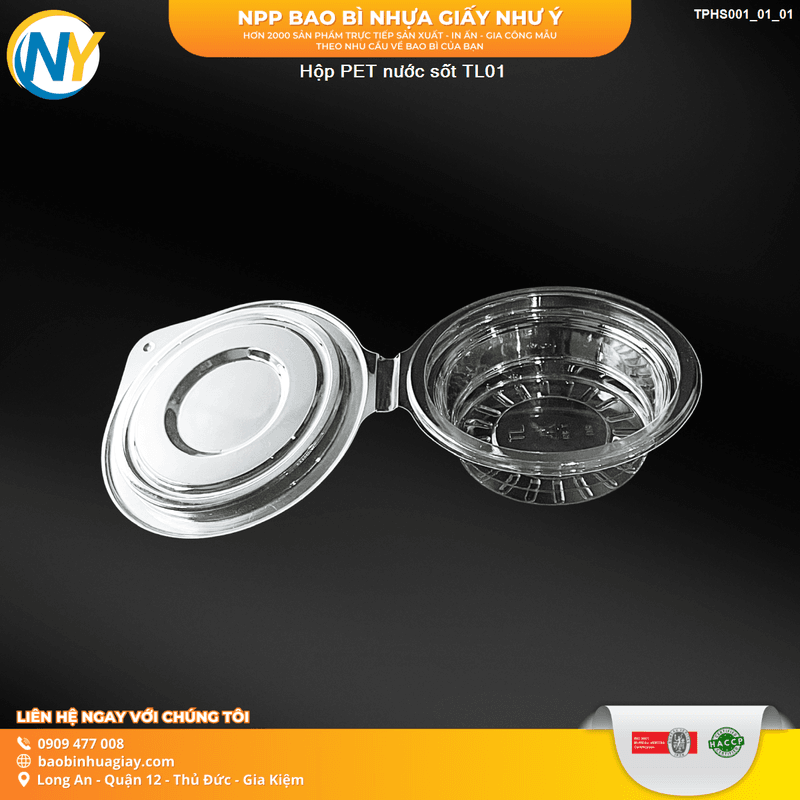 Hộp PET nước sốt TL01 (50 cái/ lốc, 1.000 cái/ thùng) | HỘP SỐT - HŨ ĐỰNG TOPPING - HŨ TƯƠNG - CHÉN TƯƠNG | Mã TPHS001_01_01