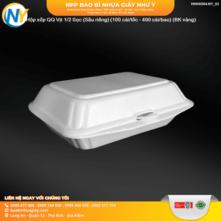 Hộp xốp QQ Vịt 1/2 Sọc (Sầu riêng) (100 cái/lốc - 400 cái/bao) (BK vàng) - ảnh 4