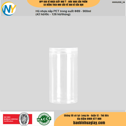 Hũ nhựa cao cấp 900ml - Nắp phi 89 (Nắp chung: Nắp PET) (42 hũ/lốc - 210 hũ/thùng) | HŨ NHỰA - CHAI NHỰA | Mã HHHU006_04 | Tổng kho phân phối đồ dùng 1 lần 1lan.vn