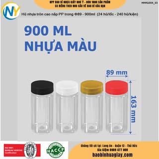 Hũ nhựa cao cấp 900ml - Nắp phi 89 (Nắp riêng: Nắp Đen/ Nắp PP Trong) (24 hũ/lốc - 240 hũ/kiện) - ảnh 4