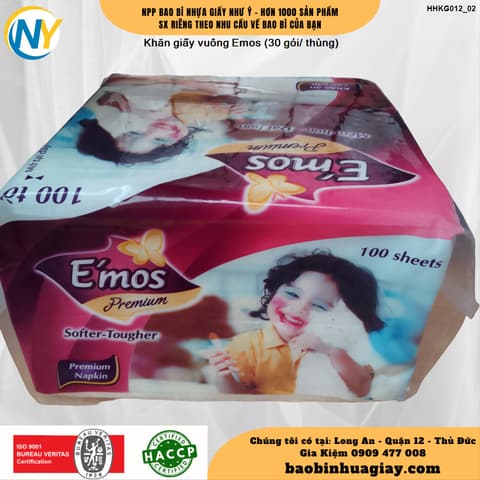 Khăn giấy vuông Emos (30 gói/ thùng) | KHĂN GIẤY - KHĂN ĂN - GIẤY VỆ SINH - GIẤY RÚT | Mã HHKG012_02 | Tổng kho phân phối đồ dùng 1 lần 1lan.vn