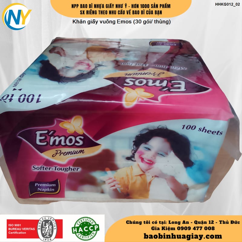 Khăn giấy vuông Emos (30 gói/ thùng) | KHĂN GIẤY - KHĂN ĂN - GIẤY VỆ SINH - GIẤY RÚT | Mã HHKG012_02