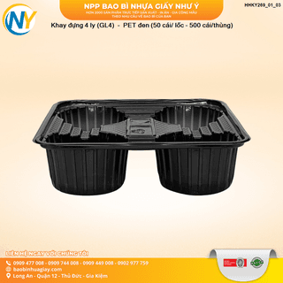 Khay đựng 4 ly (GL4)  -  PET đen (50 cái/ lốc - 500 cái/thùng) - ảnh 2